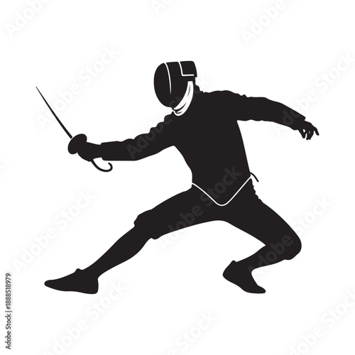 Fencer in Action with Sword Symbol illustration concept design set collection