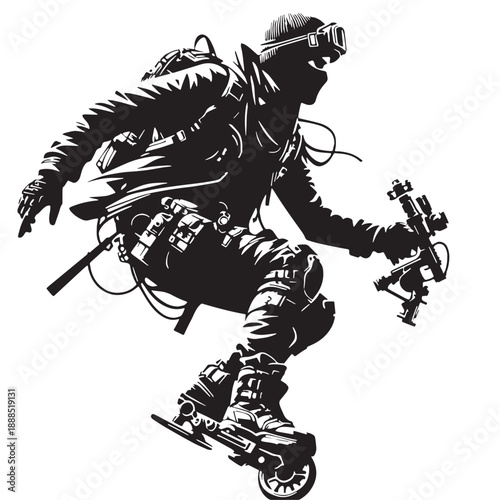 Black Urban Exploration Silhouette Silhouette Vector, High Quality Illustration on White Background