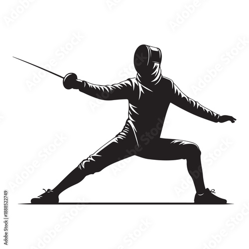Fencer in Action with Sword Symbol illustration concept design set collection