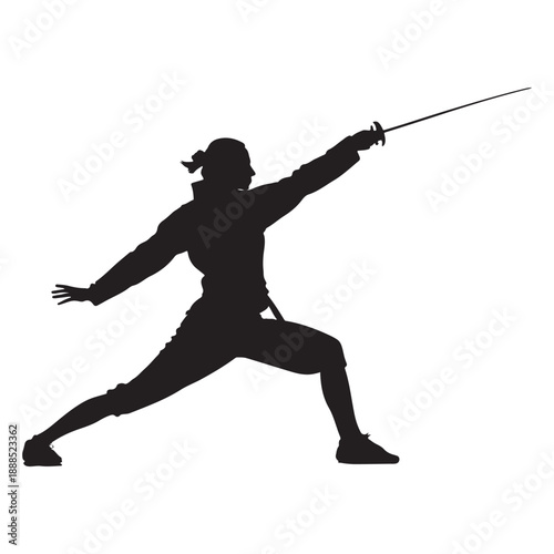 Fencer in Action with Sword Symbol illustration concept design set collection