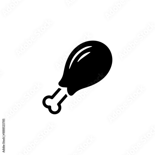 Single roasted chicken drumstick isolated on white background, Vector