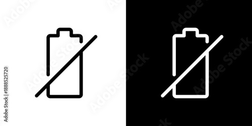 バッテリーなし、使用不可・禁止のアイコン（ベクター）