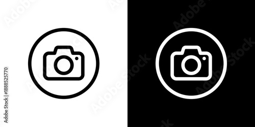 丸にカメラのシンプルアイコン（ベクター）