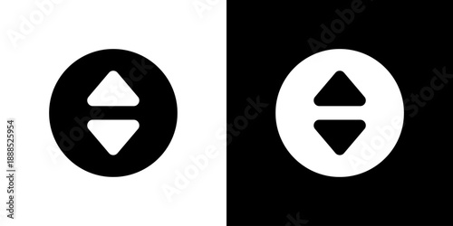 丸で囲んだ上下三角のソート・移動アイコン（ベクター）