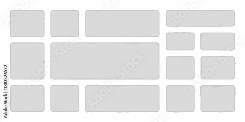 Arrangement of gray rectangular and square placeholders on a white background