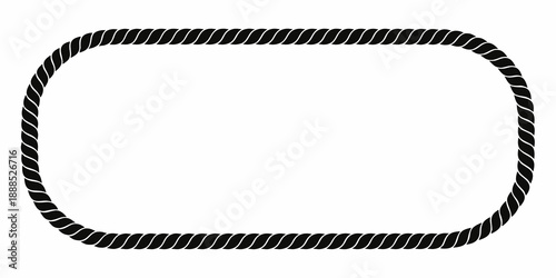 A black rope forming an oval frame against a white background