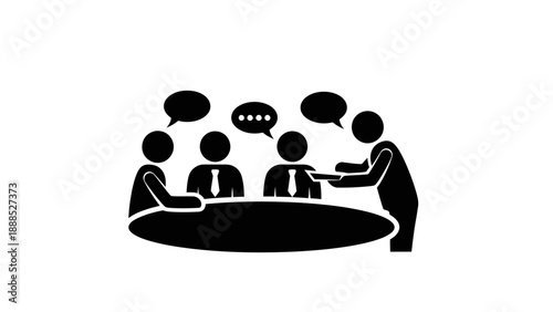 Business meeting discussion and communication at round table.