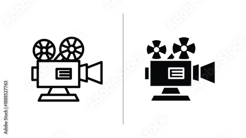 Film camera icons in different styles