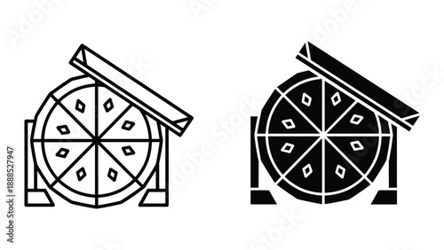 Pizza served in a box with sliced pieces