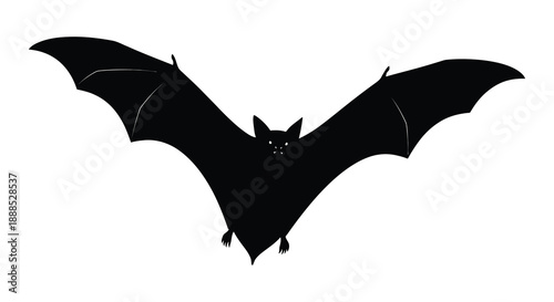 A striking black bat with outstretched wings is depicted against a white background showcasing a dramatic silhouette high quality professional detailed