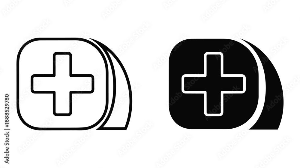 Fototapeta premium Medical cross symbol in rounded square shape