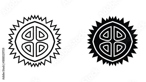 Black and white african pattern emblem