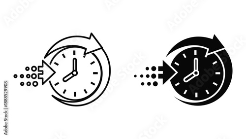 Time management and productivity with clock symbols