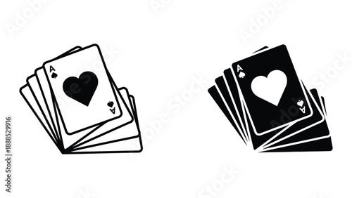 Black and white illustration of playing cards
