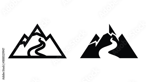 Mountain logo design with river