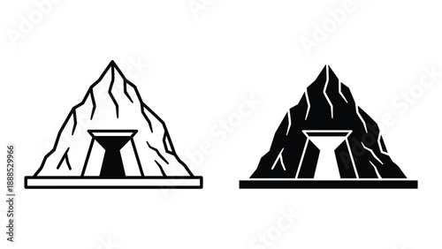 Hourglass with sand inside on mountain top