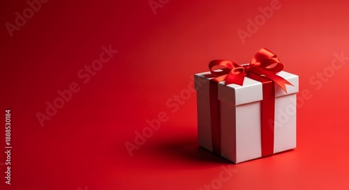 Beautiful gift box for mom on mothers day with red ribbon and bow