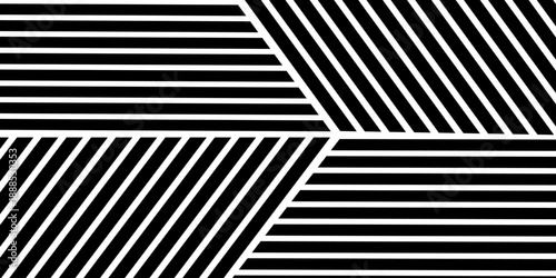 Black on white perspective line stripes with 3d dimensional effect