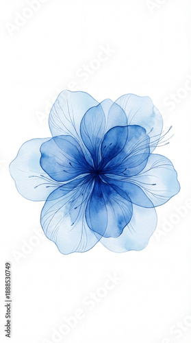 Watercolor Blue Flower