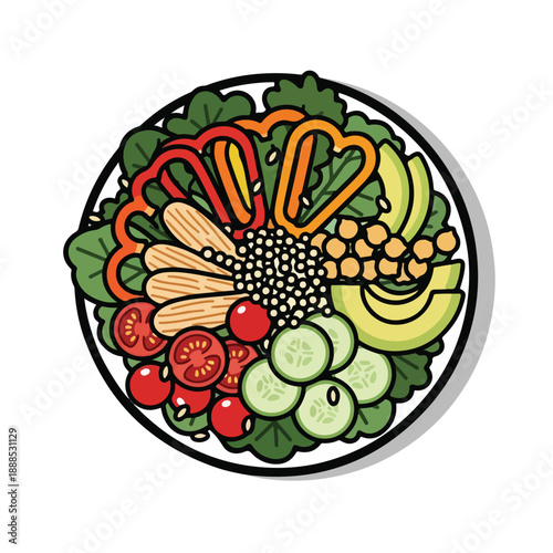 Assorted Fresh Salad Bowl with vegetables