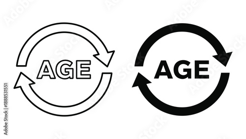 Age cycle concept with arrows in circle