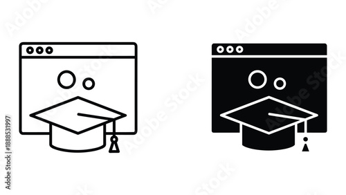 Online education icon set for web and mobile