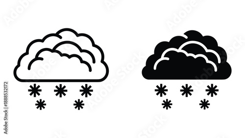 Snowfall illustration with cloud and snowflakes