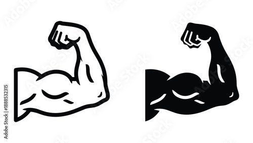 Strong arm flexing muscle icon set