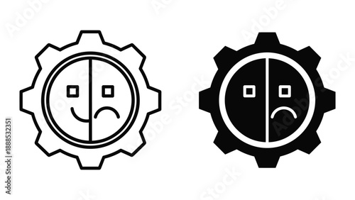 Mixed emotions gear icon set