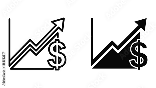 Dollar sign graph showing increasing trend