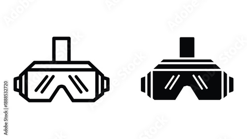 Virtual reality headset icon set