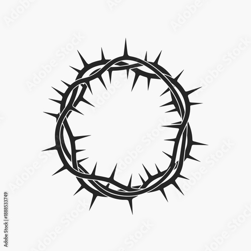 Simple Black Crown of Thorns Silhouette Vector Illustration