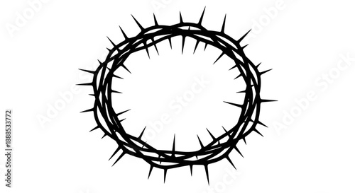 Minimalist Circle Crown of Thorns Silhouette Graphic