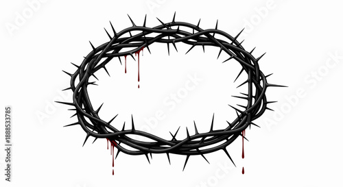 Oval Crown of Thorns with Blood Drops Illustration
