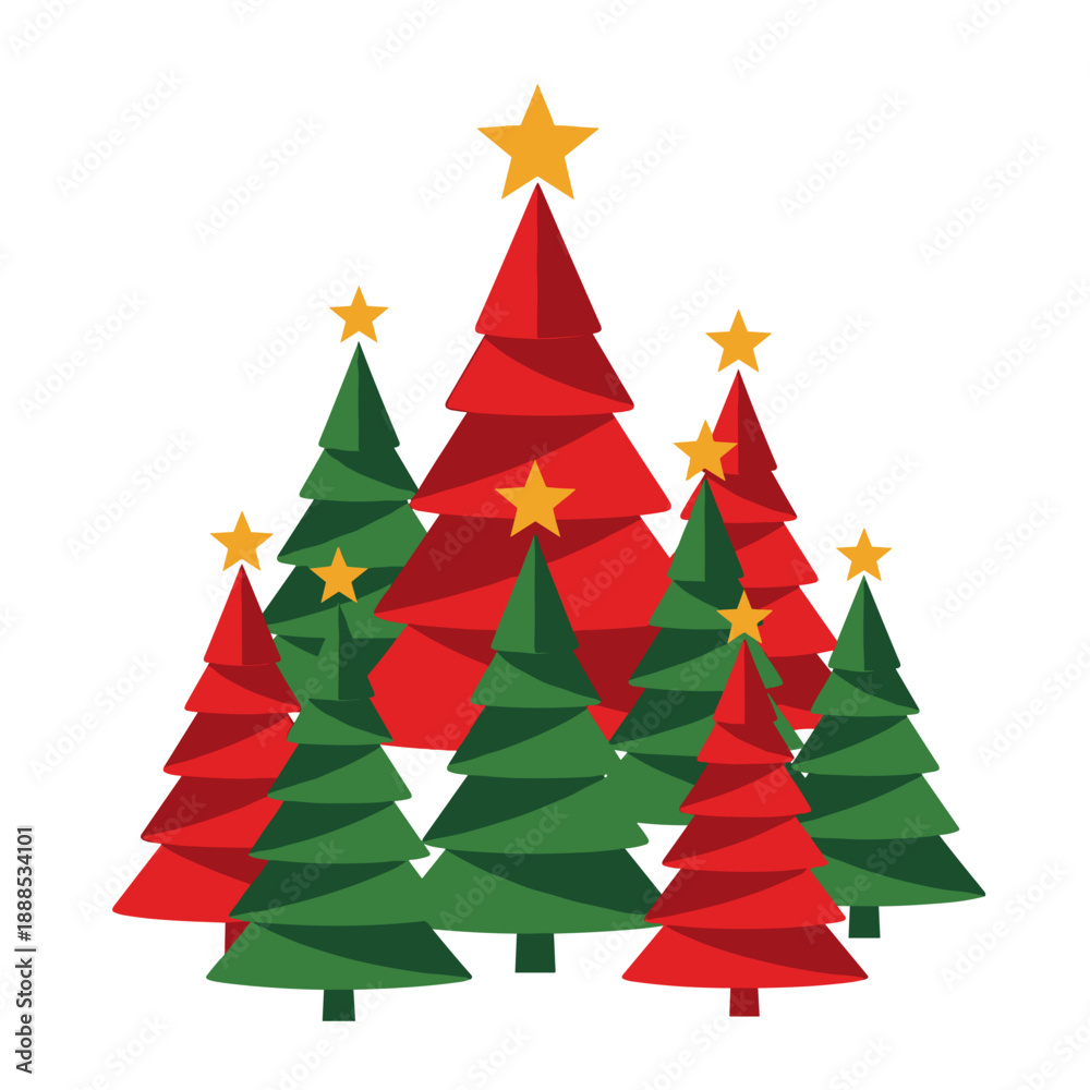 Fototapeta premium Row of stylized Christmas trees for festive design