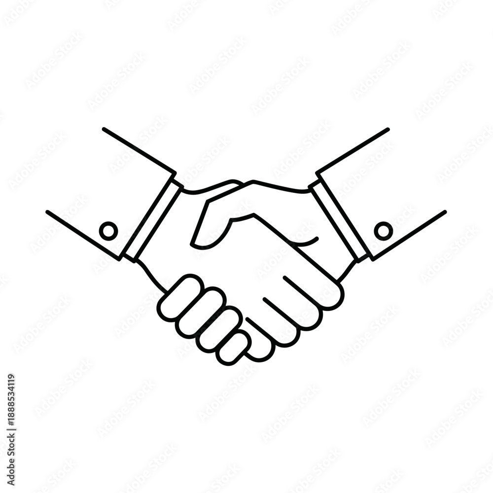 Fototapeta premium Handshake Business Agreement Partnership Symbol Outline Vector