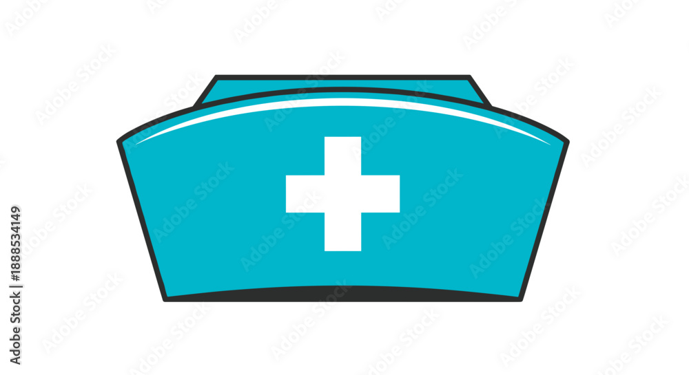 Obraz premium Professional blue nurse hat symbol for healthcare