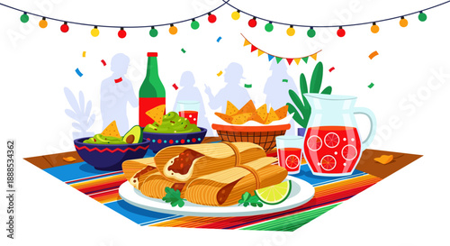 Horizontal Mexican Cuisine Banner with Authentic Dishes
