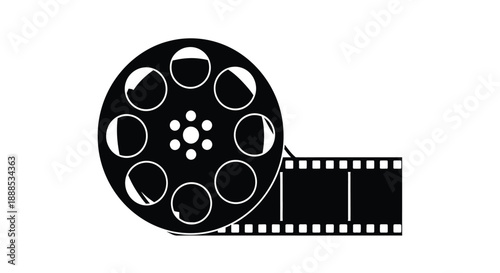 Black film reel and strip a classic cinematic representation silhouette