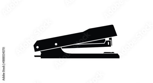 A stark black silhouette of a classic office stapler showcasing its functional design and simple form silhouette high quality professional detailed