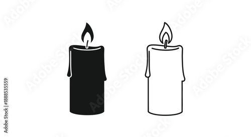 Two candles one dark and one light presented as a silhouette