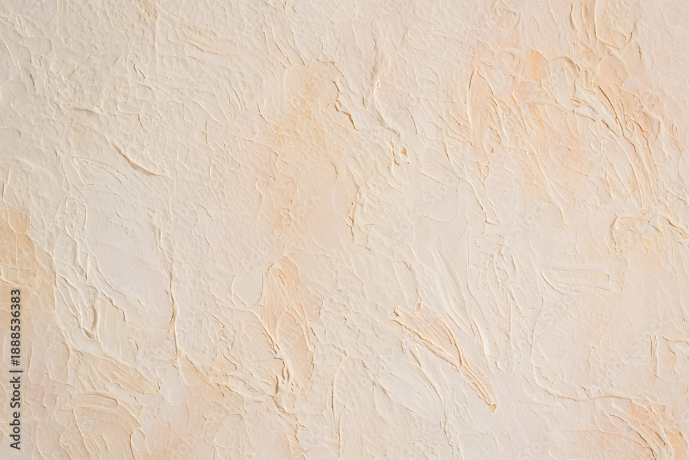 Fototapeta premium A subtle light beige and off-white textured wall surface with gentle, irregular patterns creates a soft, minimalist background.