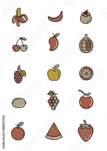 set of fruits and berries
