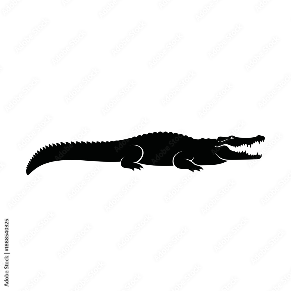 Fototapeta premium Silhouette of a Crocodile Reptile Wild Animal Vector Illustration Isolated