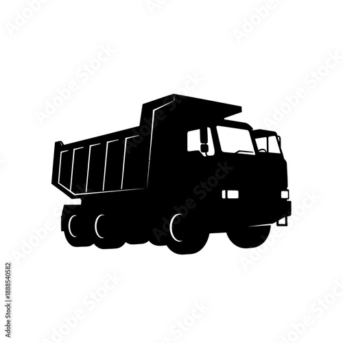 Silhouette of a Dump Truck Cargo Bed Construction Vehicle Vector
