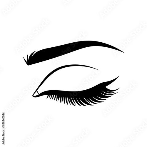 Silhouette of Eye Lashes Closed Eye Beauty Symbol Vector Graphic