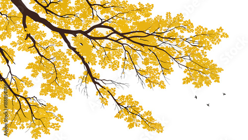 Autumnal Branch with Golden Leaves A Seasonal Vector Illustration 1.