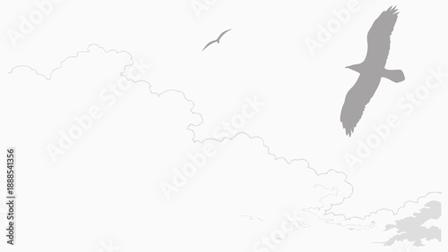 Birds in Flight A Minimalist Coastal Scene.