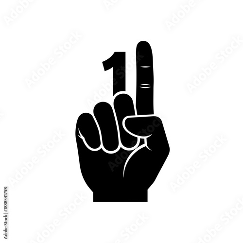 Silhouette of a Hand Counting One Index Finger Gesture Icon Vector