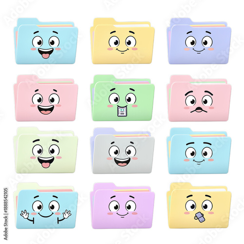 Colorful File Folders with Cute Expressions